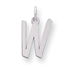 Sterling Silver Large Slanted Block Initial W Charm