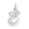 Sterling Silver Small Fancy Script Initial E Charm