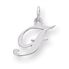 Sterling Silver Small Fancy Script Initial F Charm