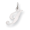 Sterling Silver Small Fancy Script Initial I Charm