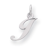 Sterling Silver Small Fancy Script Initial J Charm