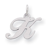 Sterling Silver Small Fancy Script Initial K Charm