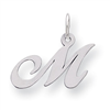 Sterling Silver Small Fancy Script Initial M Charm