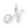 Sterling Silver Small Fancy Script Initial N Charm