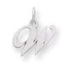 Sterling Silver Small Fancy Script Initial W Charm