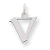 Sterling Silver Small Artisian Block Initial V Charm