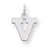 Sterling Silver Small Block Intial V Charm