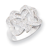 Sterling Silver CZ Intertwined Hearts Ring