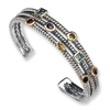 Sterling Silver w/14k Gemstone Bangle Bracelet