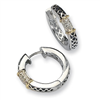 Sterling Silver w/14k Diamond Hinged Hoop Earrings