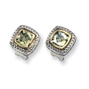 Sterling Silver w/14k Green Amethyst Earrings