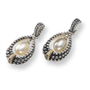 Sterling Silver w/14k 7x5mm Freshwater Cultured Pearl Earrings