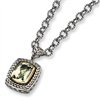 Sterling Silver w/14k Green Amethyst 20in Necklace