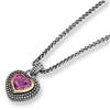 Sterling Silver w/14k Created Pink Sapphire 18in Necklace