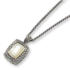 Sterling Silver w/14k Mother of Pearl Antiqued 18in Necklace