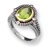 Sterling Silver w/14k Antiqued Diamond & Peridot Ring