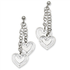 Sterling Silver Heart Ball Post Dangle Earrings