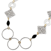 Sterling Silver and 18K Yellow Gold-Plated Onyx Fancy Necklace