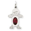 14K White Gold Boy 6x4 Oval  Genuine Garnet-Jan