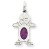 14K White Gold Boy 6x4 Oval  Genuine Amethyst-Feb