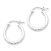 Sterling Silver 2mm Satin Diamond-cut Tube Hoop Earrings