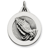 Sterling Silver Antiqued Praying Hands Pendant