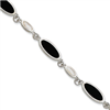 Sterling Silver Onyx & Mother of Pearl Bracelet