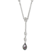 Sterling Silver CZ & Grey Freshwater Pearl Necklace chain