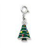 Sterling Silver CZ & Enameled Christmas Tree Charm