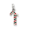 Sterling Silver Enamel Candy Cane Charm