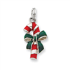 Sterling Silver Enamel Candy Cane Charm