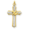 18k Gold -plated & Sterling Silver Dove Cross Charm