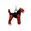 Sterling Silver Enameled Airedale Dog Charm