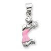 Sterling Silver Pink Enamel Cheerleader Pendant