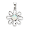 Sterling Silver Created Opal & CZ Daisy Slide