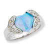 Sterling Silver Created Opal & CZ Ring