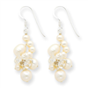 Sterling Silver Clear Crystal and White Cultured Pearl Earrings