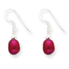 Sterling Silver Magenta Cultured Pearl Earrings
