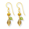 Sterling Silver & Vermeil Lemon/Golden Cultured Pearl/Periodot Earrings