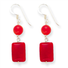 Sterling Silver Red Coral/Red Agate Earrings