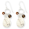 Sterling Silver Crazy Lace Agate/Clear & Smokey Qtz/Tiger Eye Earrings