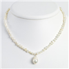 Sterling Silver White Freshwater Cultured Pearl Necklace chain
