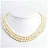 Sterling Silver Triple Strand White Freshwater Cultured Pearl Necklace chain