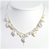 Sterling Silver Biwa/White Cult Pearl& Aurora Borealis Crystal Necklace chain