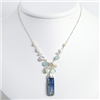 Sterling Silver Aquamarine/Kyanite/White Pearl Necklace chain