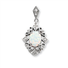 Sterling Silver Created Opal & CZ Pendant