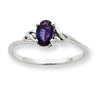 10k White Gold Polished Geniune Rhodolite Garnet Birthstone Ring