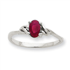 10k White Gold Polished Geniune Ruby Birthstone Ring