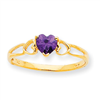 10k Polished Geniune Amethyst Birthstone Ring