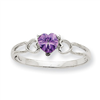 10k White Gold Polished Geniune Amethyst Birthstone Ring